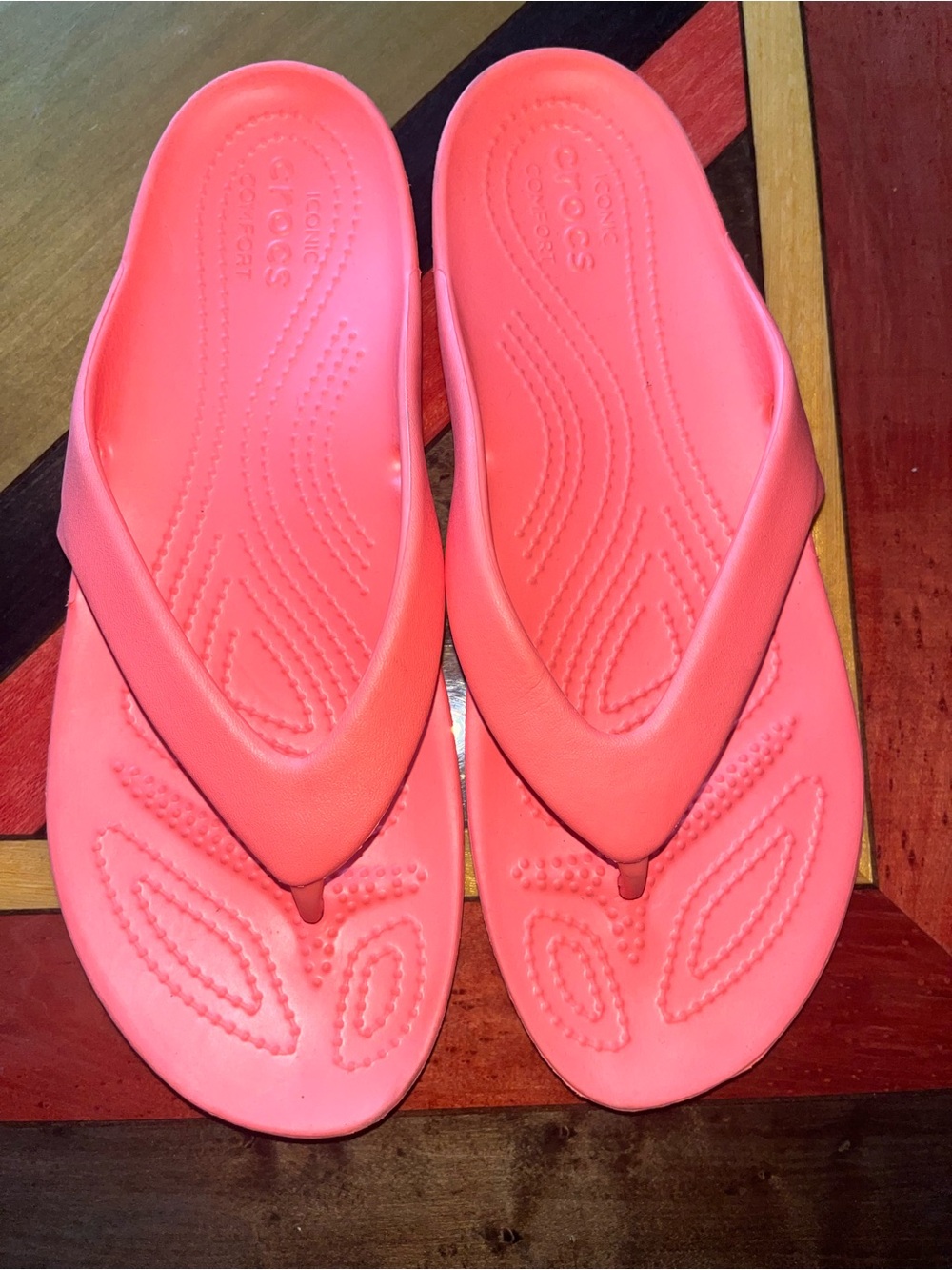 CROCS Women's Coral Pink Foam Flip Flop Sandals